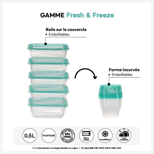 5 boîtes de conservation, 0,5L