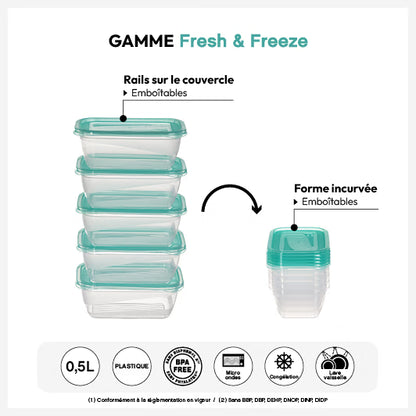 5 boîtes de conservation, 0,5L